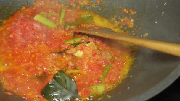 Procesul Gătit Condimente Picante Sau Sos Chili Rețetă Casă Pentru — Videoclip de stoc