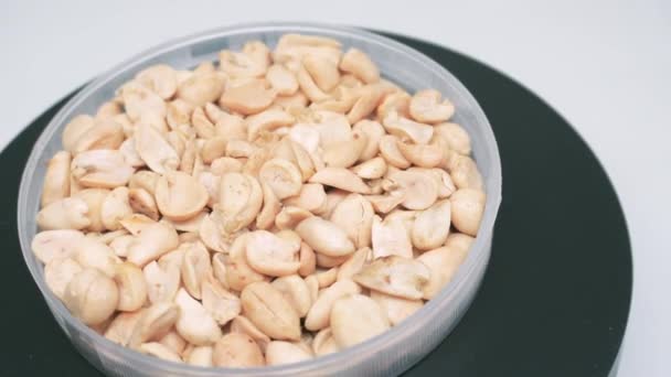 Savory Dibumbui Kacang Panggang Makanan Ringan Pada Latar Belakang Putih — Stok Video