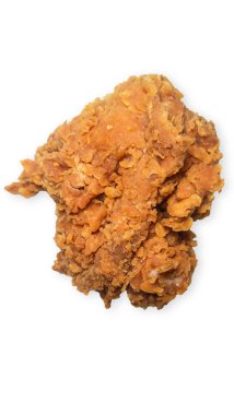 Beyaz arka planda kızarmış tavuk göğsü parçaları.