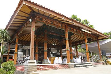 West Java traditional building, joglo house pavilion made of teak wood clipart