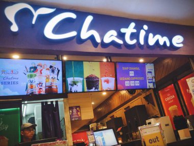 Bandung, Endonezya 16 Ağustos 2024; Chatime outlet, Tayvanlı ünlü bir içecek markası.