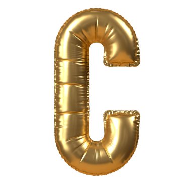 3D Altın Balon Harfi C. 3D resimleme.