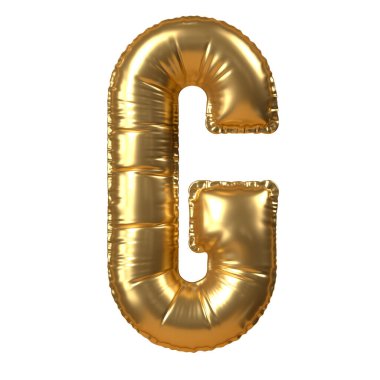 3D Altın Balon Harfi G. 3D çizim.
