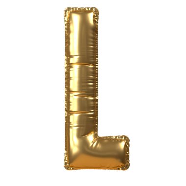 3D Altın Balon Harfi L. 3D çizim.