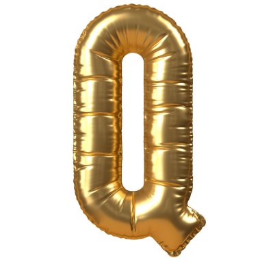 Altın Balon Harfi Q. 3d resimleme.