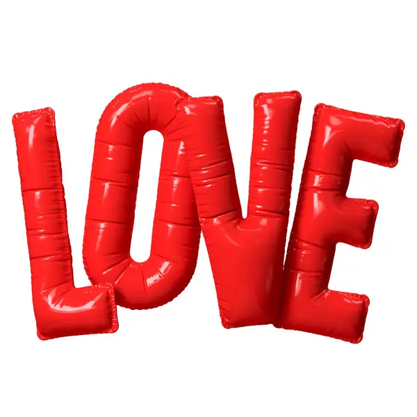 Balão Red Love Word Renderizar Ilustração — Fotografia de Stock