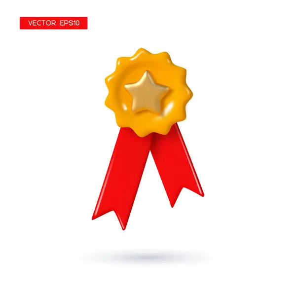 Medalha Vencedora Garantia Qualidade Premium Com Estrela Fita Classificação Alta — Vetor de Stock