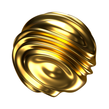 3 boyutlu dalgalı altın küre. Sıvı altından parlak dalgalar.