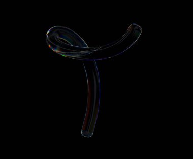 Dağıtım efektli şeffaf, parlak spiral, soyut sarmal şekilli. Renkli gökkuşağı yansıma camları. Siyah arkaplan.