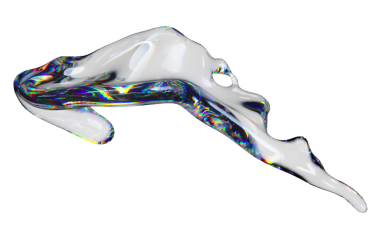 3D şeffaf parlak sıvı, dağılım efektli sıvı şekil. Gökkuşağı renkleri yansıtma camı.