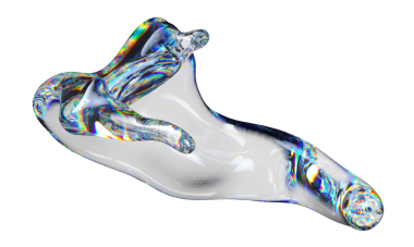 3D şeffaf parlak sıvı, dağılım efektli sıvı şekil. Gökkuşağı renkleri yansıtma camı.