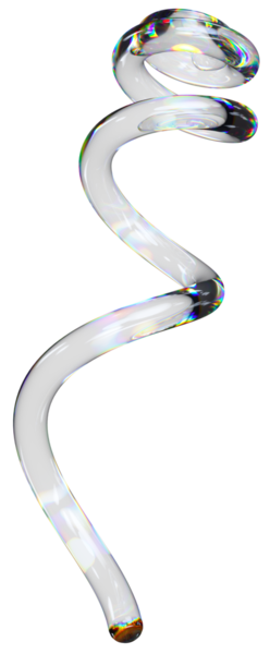 Dağıtım efektli şeffaf, parlak spiral, soyut sarmal şekilli. Renkli gökkuşağı yansıma camı.