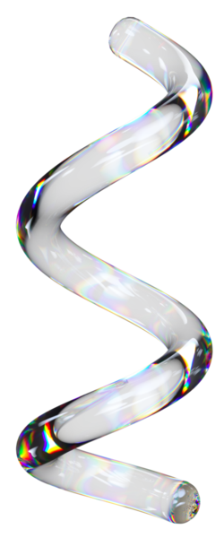 Dağıtım efektli şeffaf, parlak spiral, soyut sarmal şekilli. Renkli gökkuşağı yansıma camı.