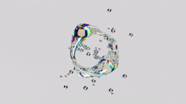 Kabarcıkları ve yanardöner etkisi olan saydam renkli sıvı sallama yüzeyi. Soyut yansıma parlak dalga şekilleri. 3D render 4K döngü canlandırması.