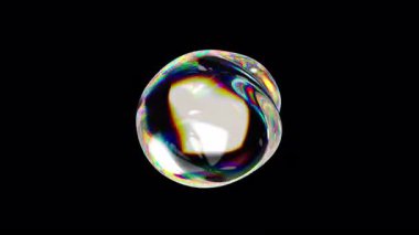 Pürüzsüz yüzey dalgaları ve dinamik ışık yansımalarıyla şeffaf yanardöner küre. Alfa kanallı 4k kusursuz holografik animasyon.