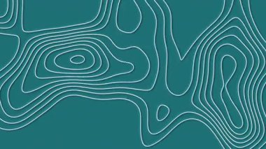 Soyut animasyon ana hatlı topografik hat haritası. Deniz mavisi arkaplanında dalgalar hareket ediyor. 4K döngülü canlandırma.