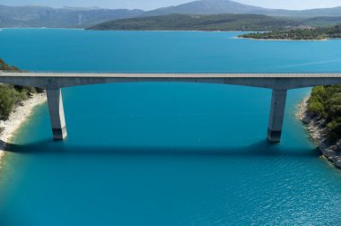 Aerial view on green vineyards and villages near Mont Brouilly, wine appellation Cote de Brouilly beaujolais wine making area along Beaujolais Wine Route,  France