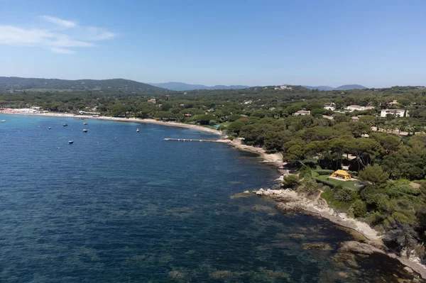 Aerial View Legendary Pampelonne Beach Saint Tropez Blue Sea Summer — Stock Photo, Image