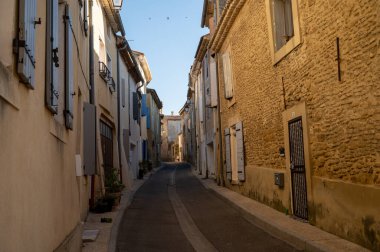 VIew on medieval buildings in sunny day, vacation destination, famous wine making village Chateauneuf-du-pape in Provence, France