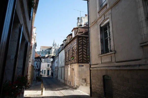 View Old Streets Houses Auxerre Medieval City River Yonne North — Stockfoto