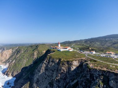 Avrupa kıtasının en batı noktası Cabo da Roca, Lizbon bölgesi, Portekiz, hava manzarası