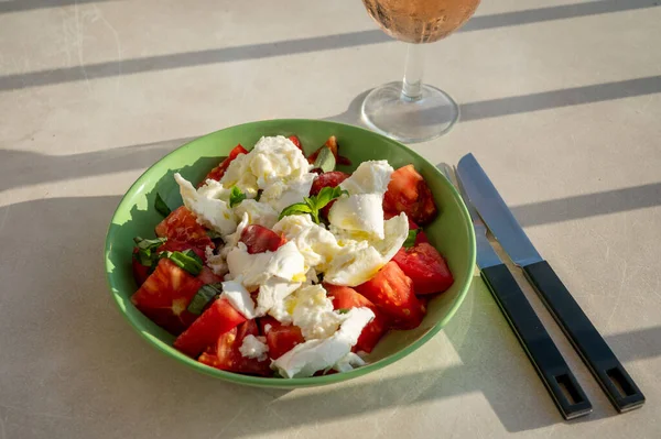 Itaian Vegetarian Food Fresh Caprese Salad Made White Soft Italian — Stock Photo, Image