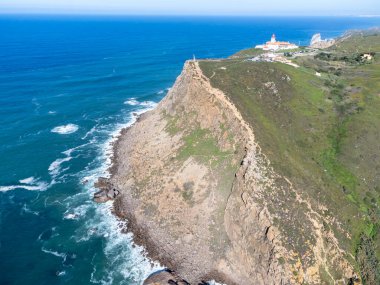 Avrupa kıtasının en batı noktası Cabo da Roca, Lizbon bölgesi, Portekiz, hava manzarası