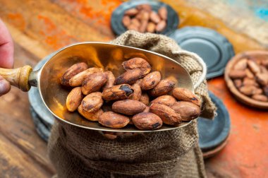 Sıcak çikolata, çikolata, tereyağı ve katı maddelerde kullanılan kakao veya kakao çekirdekleri.