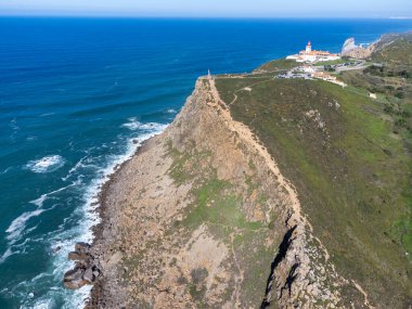 Avrupa kıtasının en batı noktası Cabo da Roca, Lizbon bölgesi, Portekiz, hava manzarası
