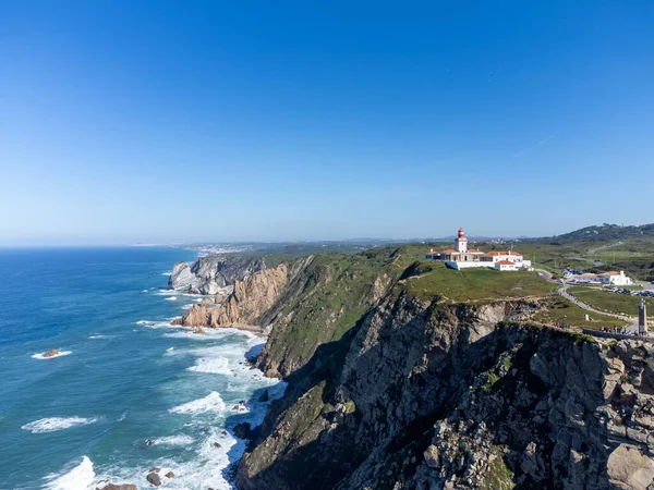 Avrupa kıtasının en batı noktası Cabo da Roca, Lizbon bölgesi, Portekiz, hava manzarası