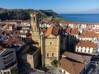 Sunny winter days in small fisherman's village Getaria near San Sebastian city, Basque Country coastline, Spain