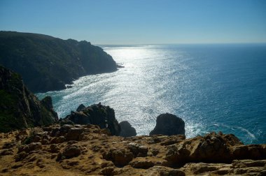Avrupa kıtasının en batı noktası Cabo da Roca, Lizbon bölgesi, Portekiz, hava manzarası