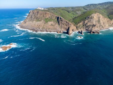 Avrupa kıtasının en batı noktası Cabo da Roca, Lizbon bölgesi, Portekiz, hava manzarası