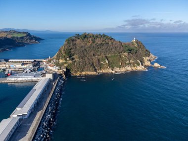 Sunny winter days in small fisherman's village Getaria near San Sebastian city, Basque Country coastline, Spain