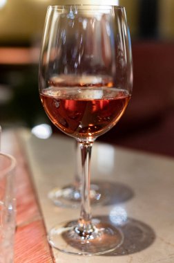 Tasting of Anjou wines, rose d'anjou produced in Loire Valley wine region of France near the city of Angers
