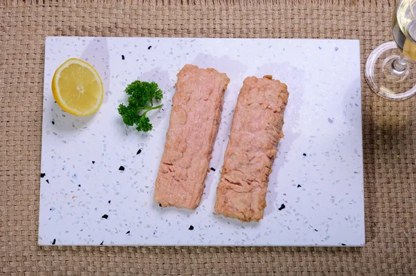 Tasty vegetarian vegan fish free salmon steak, plant based healthy food