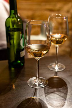 Tasting of different white rioja wines, visit of winery cellars, Rioja wine making region, Spain
