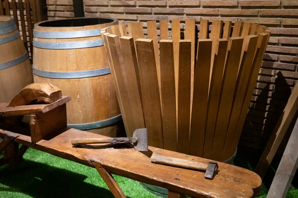 How Make Wooden Barrels French Oak Wood Planks Keeping Wine — Stock Photo, Image