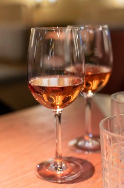 Tasting of Anjou wines, rose d'anjou produced in Loire Valley wine region of France near the city of Angers