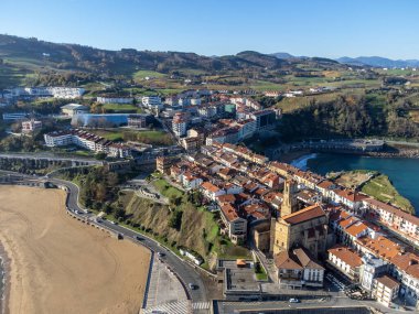 Sunny winter days in small fisherman's village Getaria near San Sebastian city, Basque Country coastline, Spain