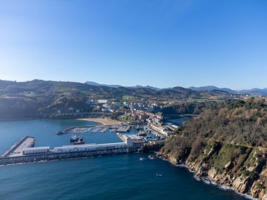 Sunny winter days in small fisherman's village Getaria near San Sebastian city, Basque Country coastline, Spain