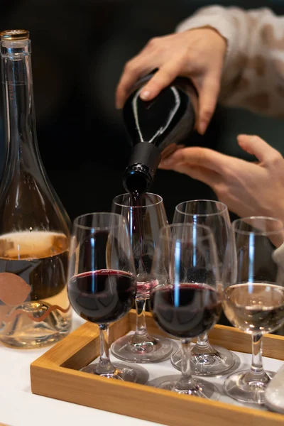 Tasting Variety Rioja Wines Visit Winery Cellars French American Oak — Zdjęcie stockowe