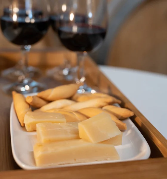 Rioja Red Dry Wines Tasting Traditional Spanish Tapas Visit Winery — 스톡 사진