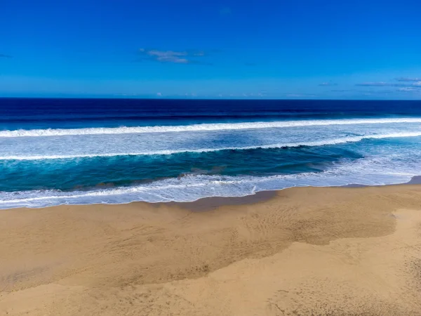 Difícil Acessar Areia Dourada Longa Praia Cofete Escondido Atrás Cordilheira — Fotografia de Stock