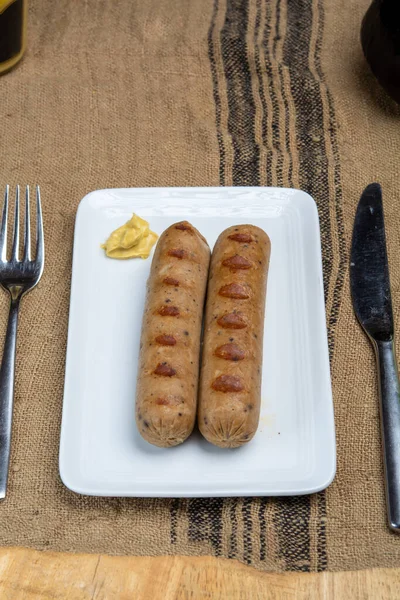 Tasty grilled vegan sausages made from vegetarian plant based soya beans imitation meat healthy food