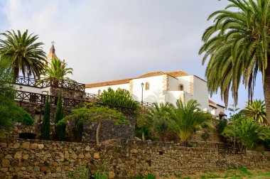 Streets and white houses of Canarian old town Betancuria on Fuerteventura island, winter in Spain