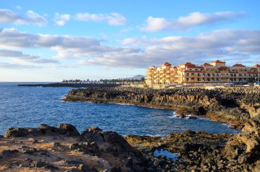 Winter sea and sun vacation in Caleta de Fuste touristic village on Fuerteventura, Canary islands, Spain