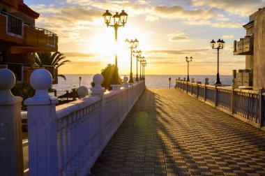 Winter sea and sun vacation in Caleta de Fuste touristic village on Fuerteventura, Canary islands, Spain