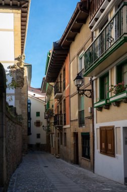Sunny winter days in small fisherman's village Getaria near San Sebastian city, Basque Country coastline, Spain