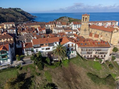 Sunny winter days in small fisherman's village Getaria near San Sebastian city, Basque Country coastline, Spain